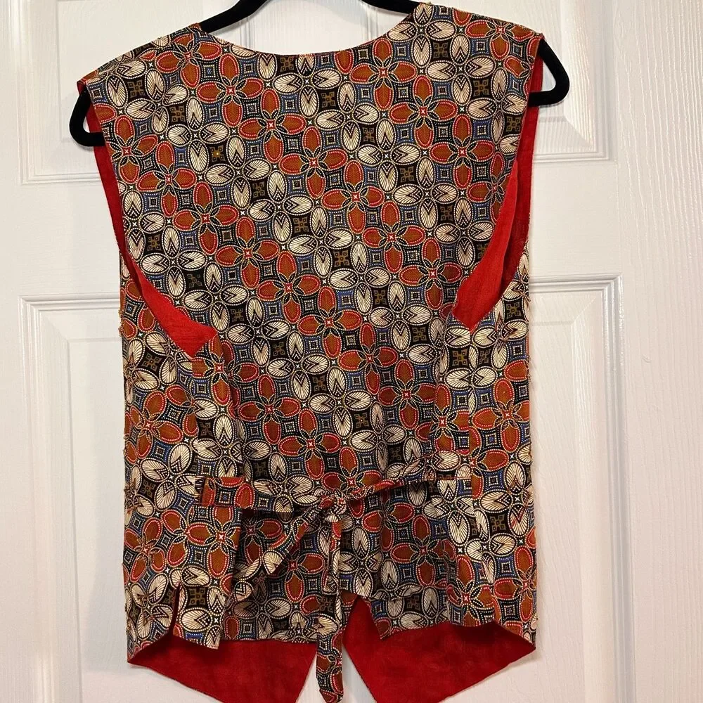 Theo Womens Size L Vintage Beaded Vest Boho‎ Artsy Statement Festival Goth 90s